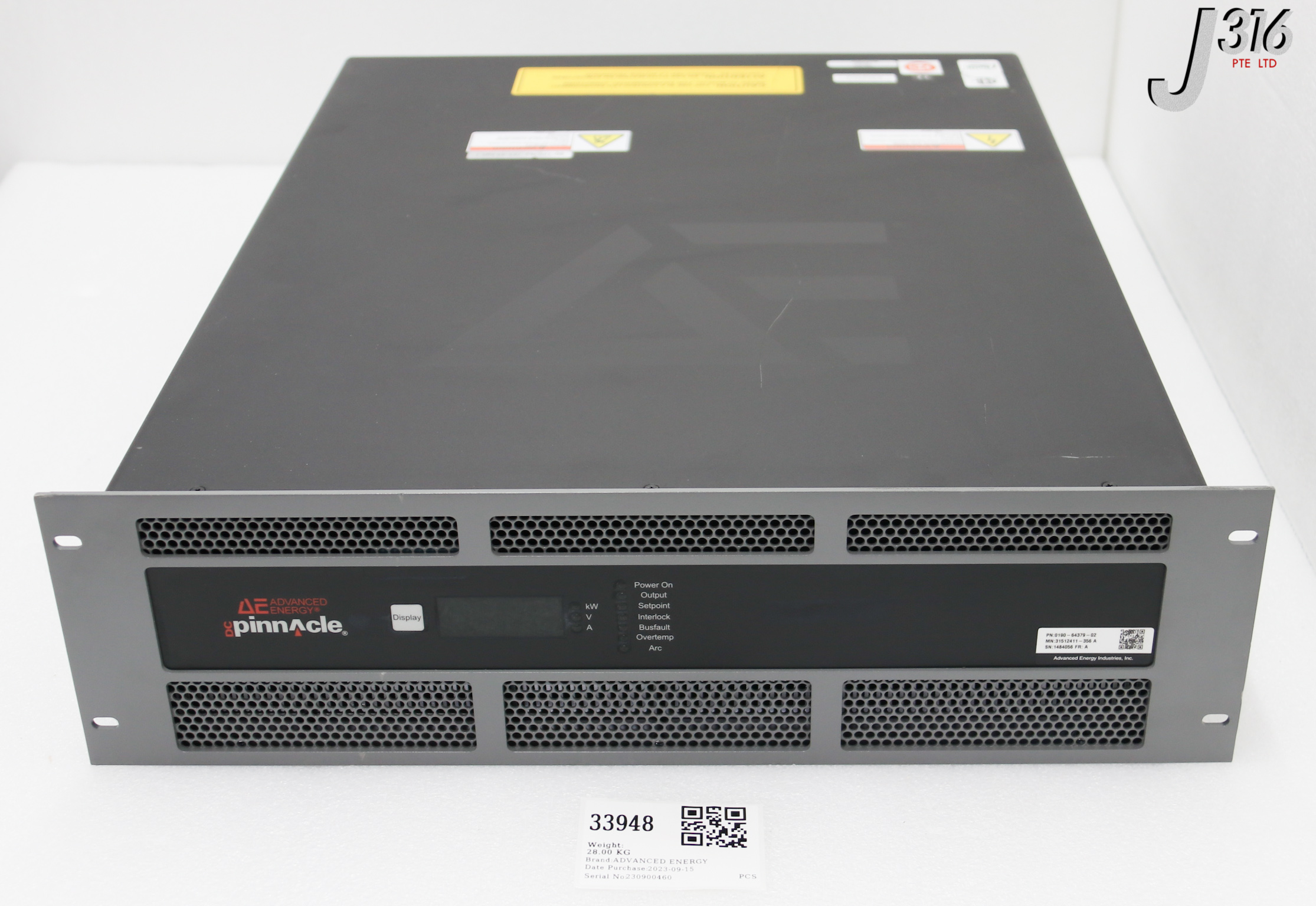 33948 ADVANCED ENERGY DC PS, DC PINNACLE 20KW, 0190-64379 (WORKING